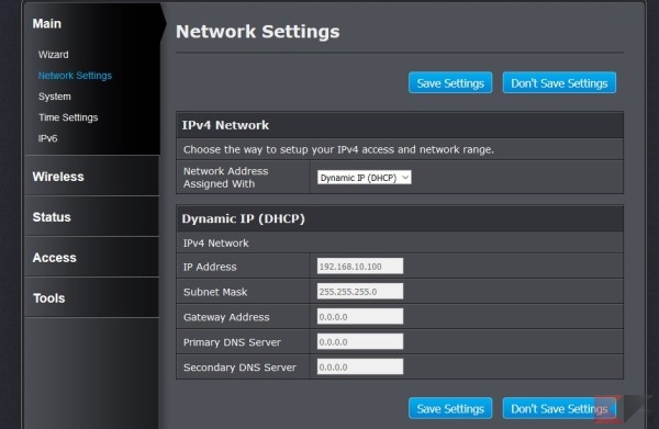Network settings