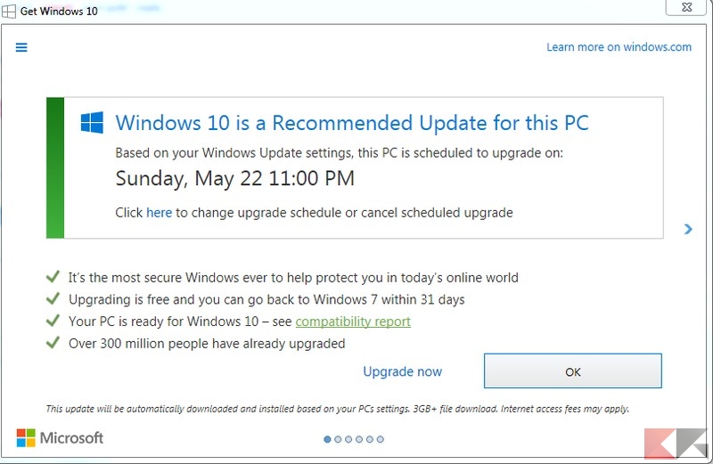 recommended update windows risultato
