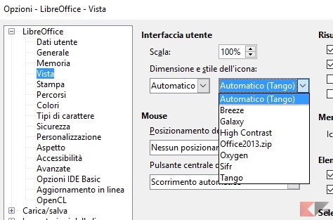Opzioni - LibreOffice - Vista
