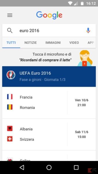 euro 2016 google now