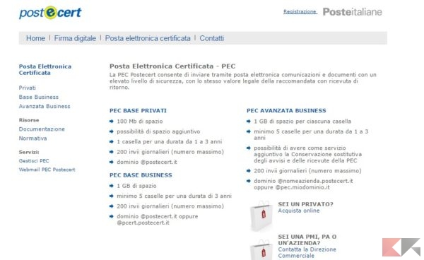 Poste Italiane - Posta Elettronica Certificata