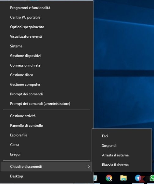menu Start di Windows 10 - Menu Contestuale