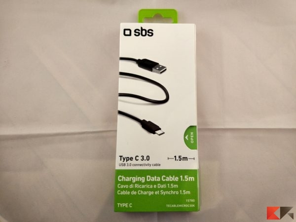 sbs USB 3.0 Type-A Type-C cavo dati + ricarica