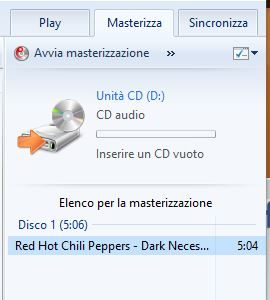 Masterizzare CD o DVD con Windows Media Player