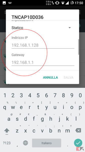 Impostare IP Statico Android 5