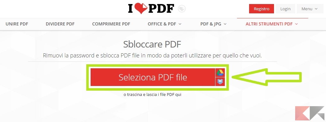 come rimuovere protezione PDF - iLovePDF