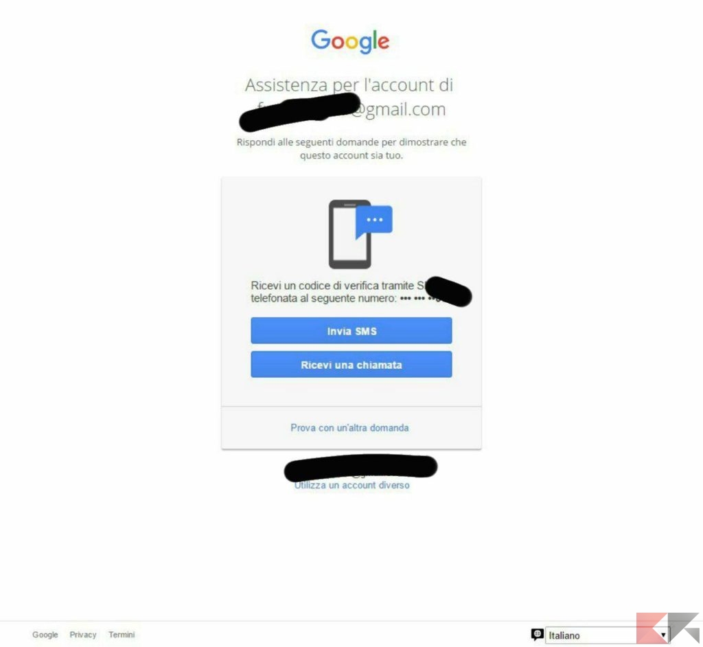 recuperare password google