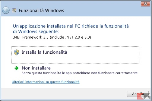 Installare .Net Framework 2.0, 3.0 e 3.5 su Windows 10