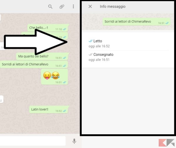 WhatsApp visualizzare l'orario di visualizzazione del messaggio