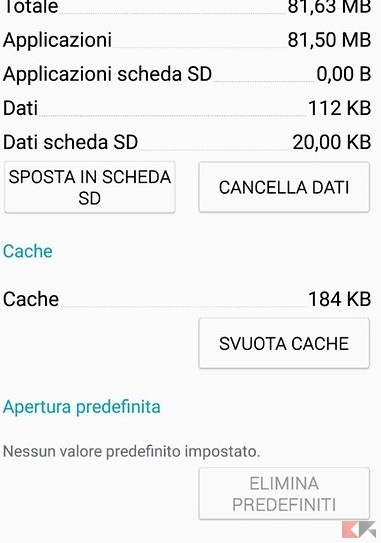 svuotare cache android