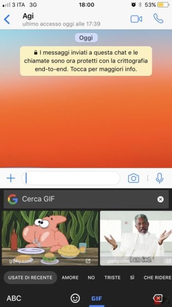 Come cercare GIF su WhatsApp per iOS