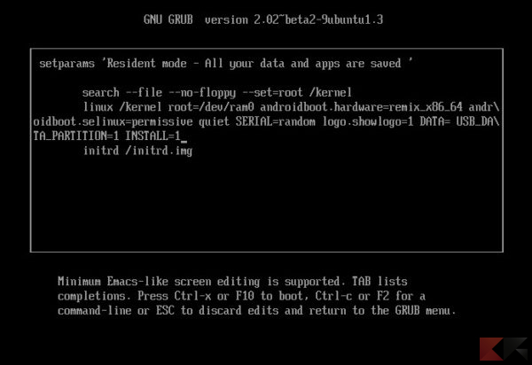 installare Remix OS in single boot: installazione pulita