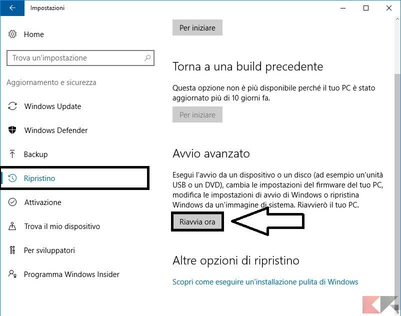 Backup e ripristino dei file in Windows 10