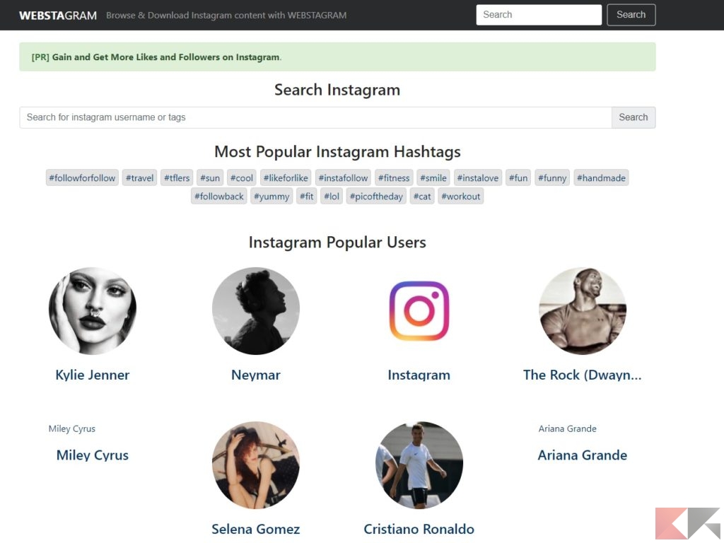 WEBSTAGRAM - accedere a Instagram senza account