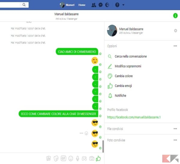 Come colorare conversazioni in Facebook Messenger