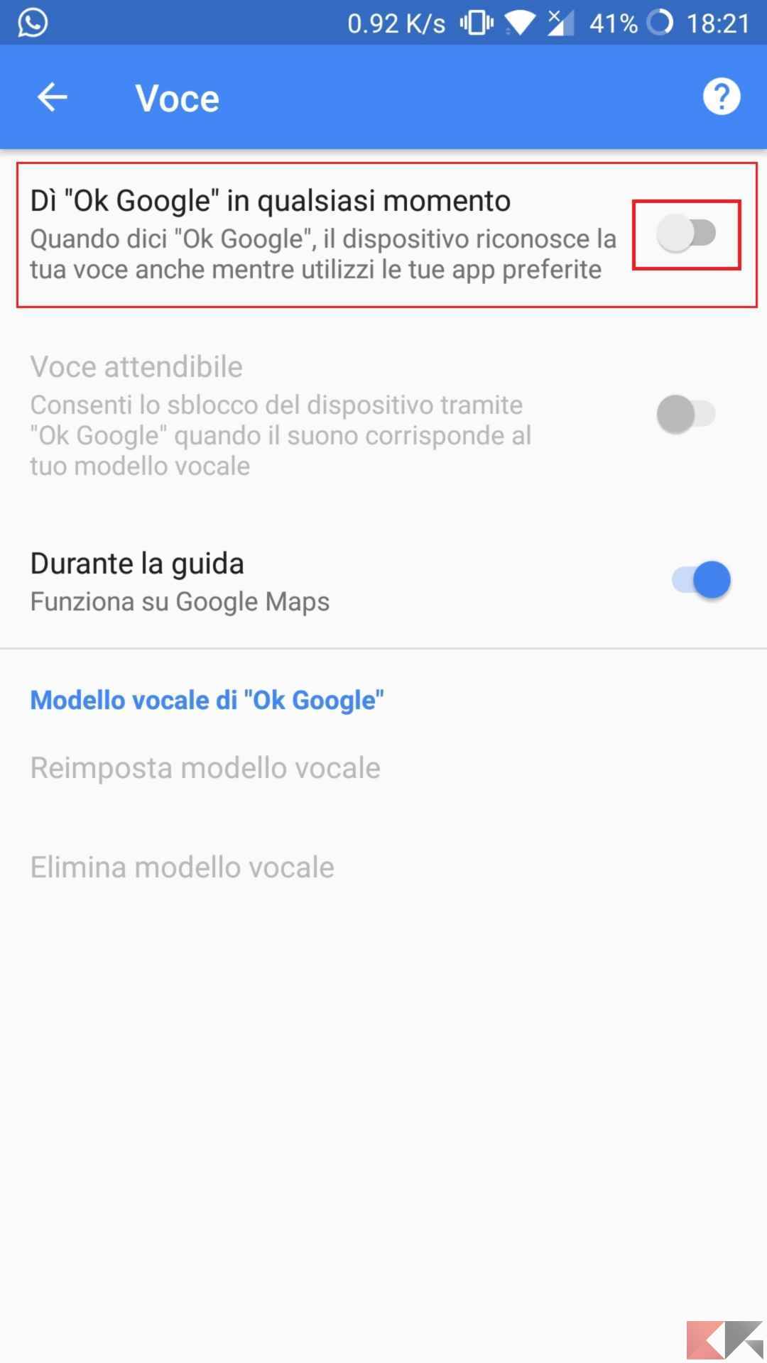 Disattivare 'OK Google' su Android - ChimeraRevo
