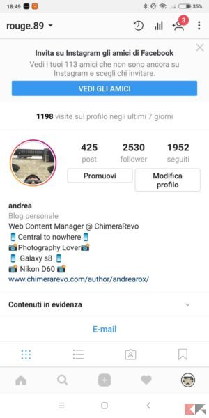 collegare account instagram