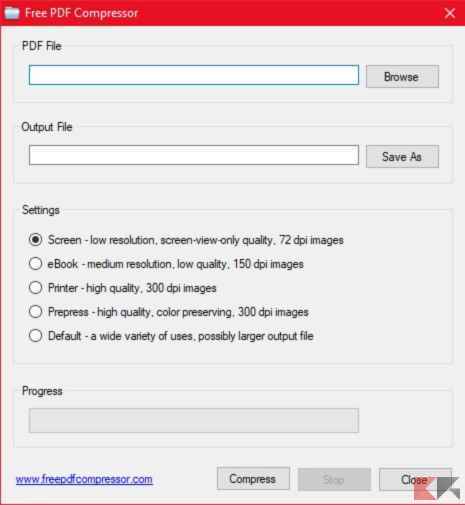 Comprimere PDF senza perdere qualità - Free PDF Compressor