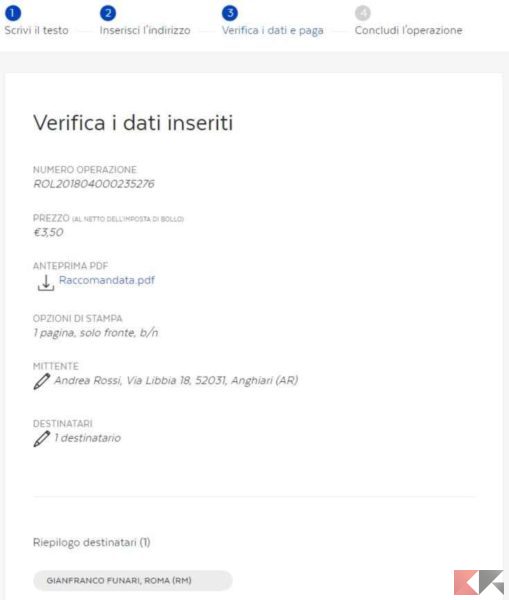 raccomandata online poste italiane