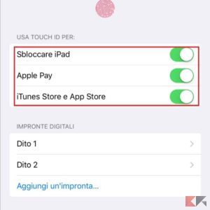 disabilitare touch id 2