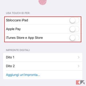 disabilitare touch id 3