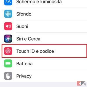 disabilitare touch id
