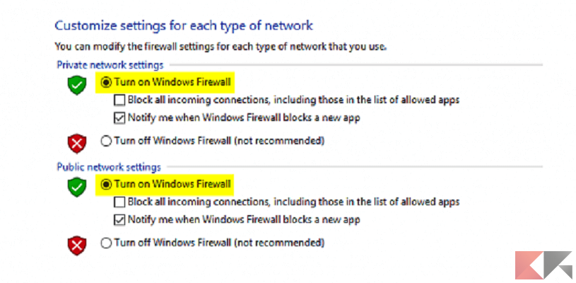 Come disattivare firewall Windows 10