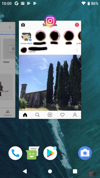 chiudere instagram android