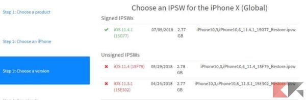 aggiornare iphone ipsw