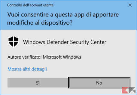 come disattivare l'antivirus su Windows 10