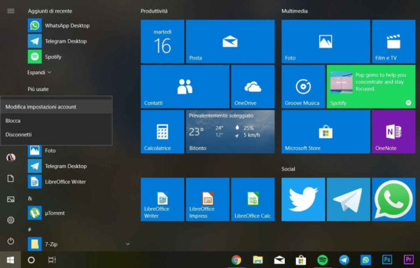come cambiare foto profilo di Windows 10 1