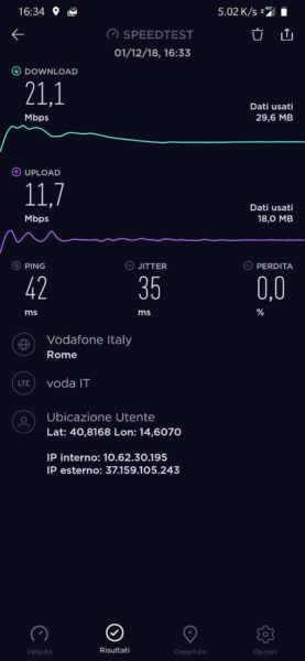 OnePlus 6T recensione speedtest