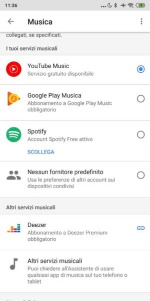Come modificare il servizio musicale di default su Google Home