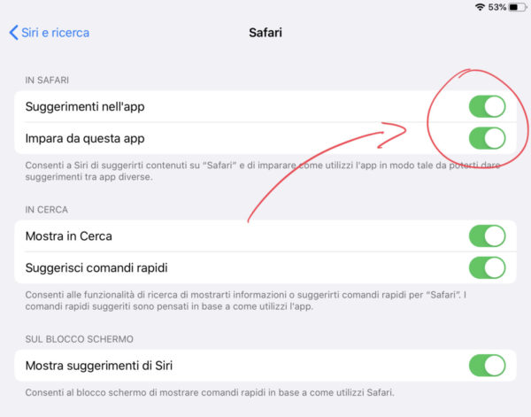 Come disattivare suggerimenti Siri da Safari su iOS
