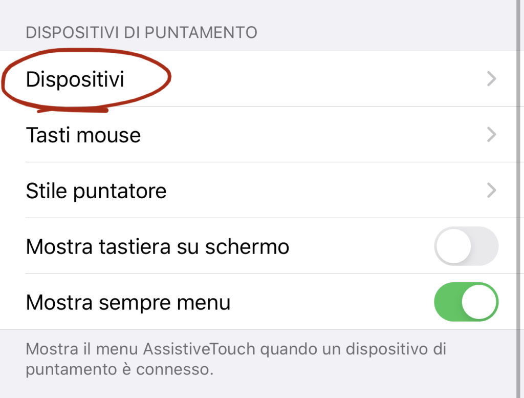 Collegare mouse Bluetooth (solo con iOS 13 e iPadOS)
