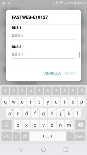 Cambiare DNS Android