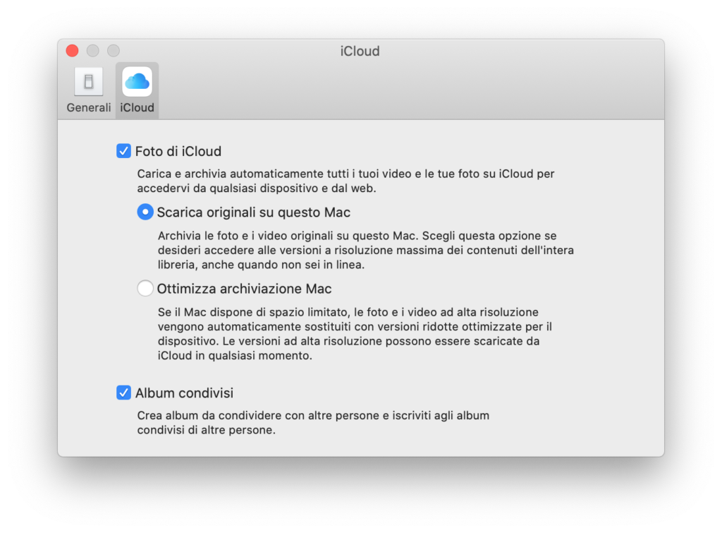 Disattivare "Foto di iCloud" su macOS