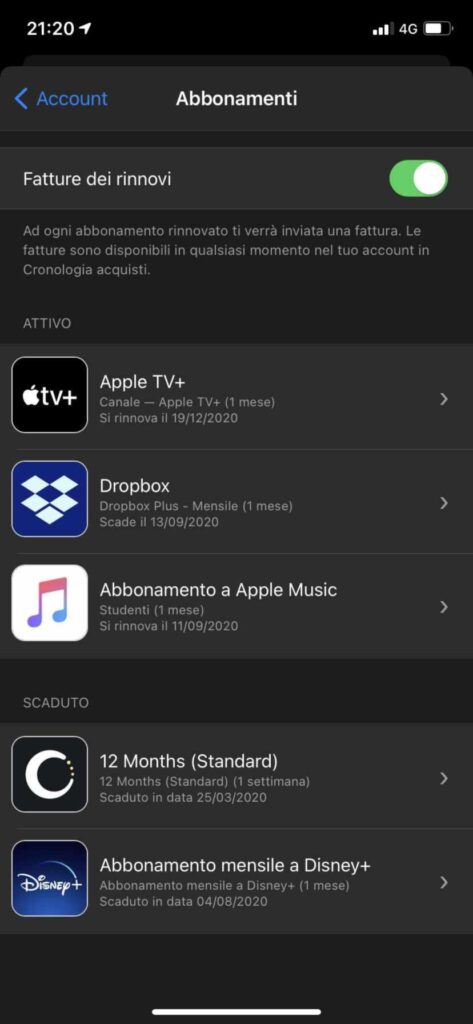 App Store abbonamenti
