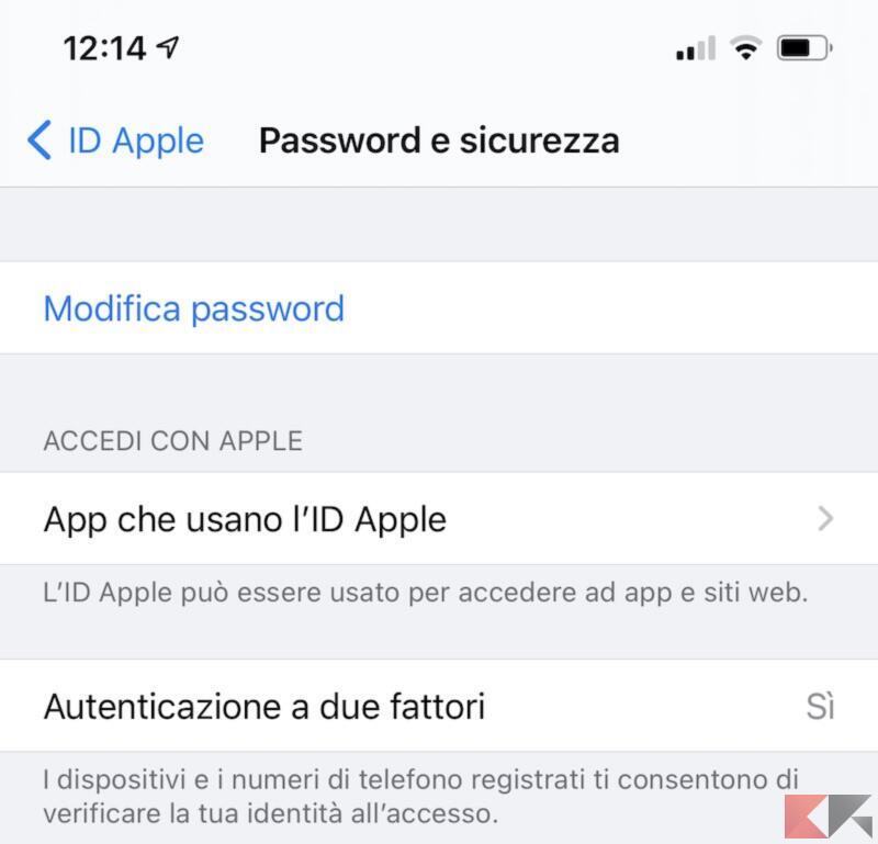 Modificare password Apple ID