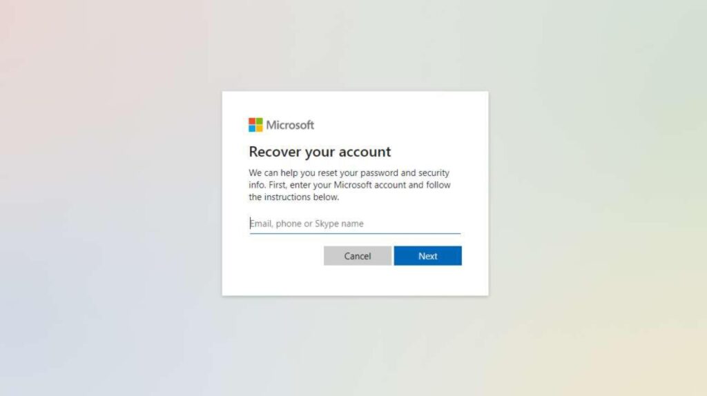 Recupero account Microsoft