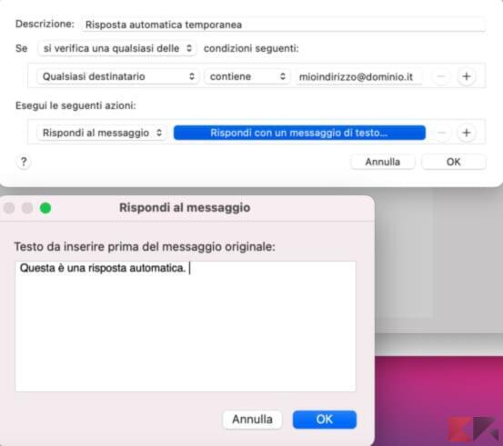 Come impostare risposta automatica Mail su Mac 2