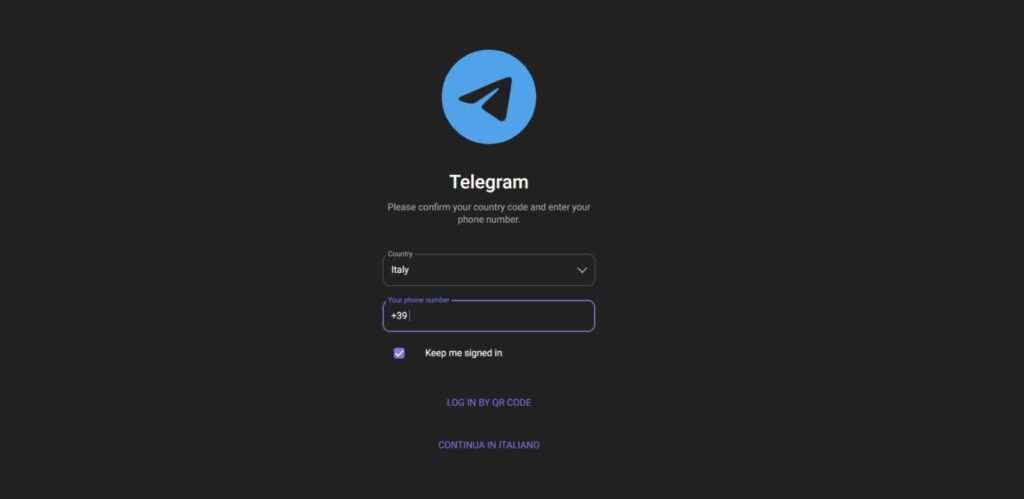 accedere a telegram