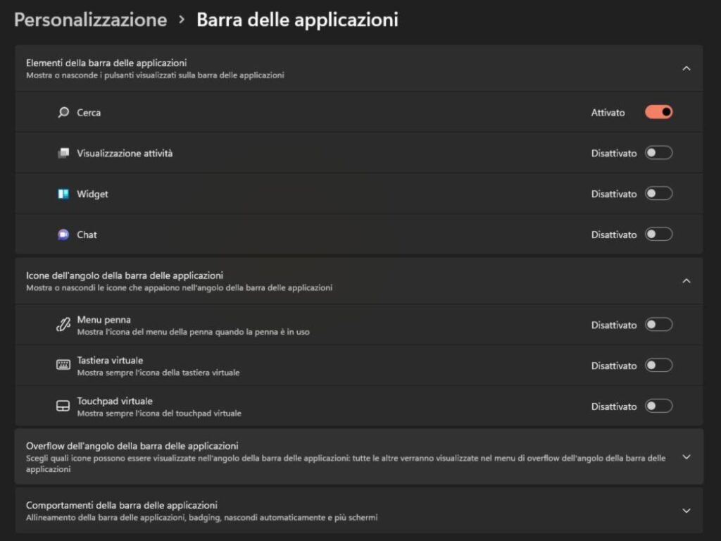 personalizzare barra delle applicazioni di windows 11