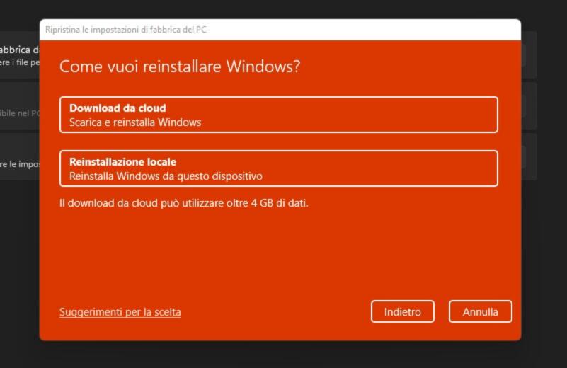 reinstallazione Windows 11