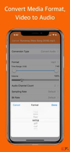 Screenshot app audio converter per ios
